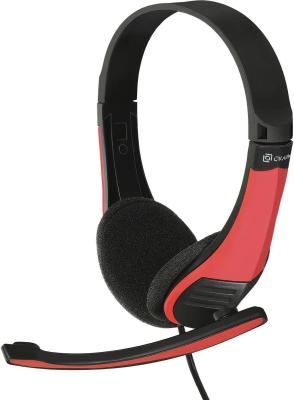 Гарнитура Oklick HS-M150 черный/красный 2м накладные