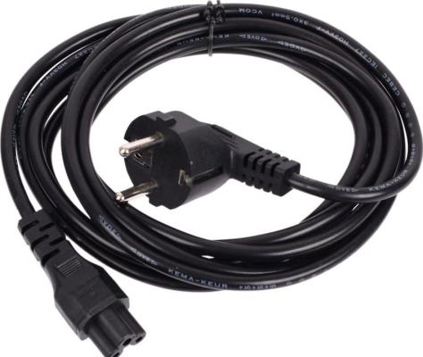 Кабель питания для ноутбуков 3-pin (угловая Евровилка) <VDE> 3G*0.5mm2 VCOM <CE022-CU0.5-3>, 3m