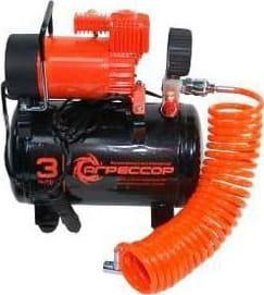 Компрессор Агрессор AGR-3LT, металлический, ресивер 3л., 12V, 180W, шланг 10м., "пистолет" для накач. шин, переходник для пневмо инстр-та, 1/2