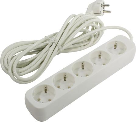 Удлинитель Defender E550 белый 5.0 м, 5 розеток
