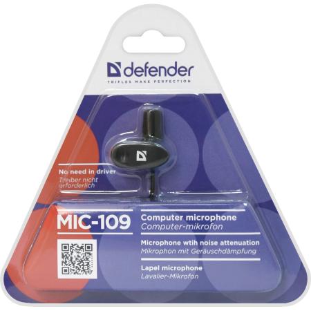 Микрофон Defender MIC-109 черный кабель 1.8м 64109