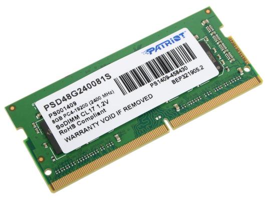 Оперативная память для ноутбука Patriot Signature SO-DIMM 8Gb DDR4 2400 MHz PSD48G240081S