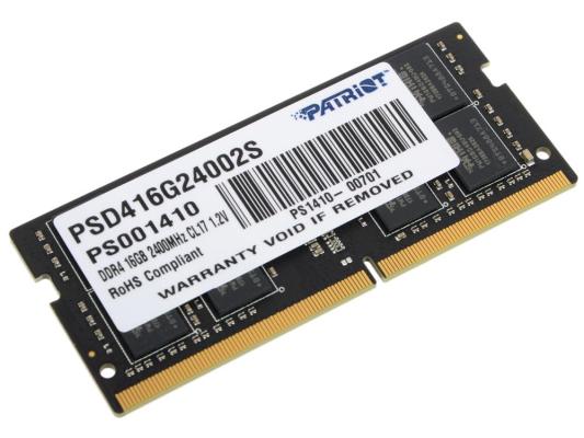 Оперативная память для ноутбука Patriot Signature SO-DIMM 16Gb DDR4 2400 MHz PSD416G24002S