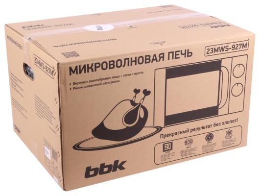 Микроволновая печь BBK 23MWS-927M/W, соло, 23л, мех. управление, 900Вт, белый