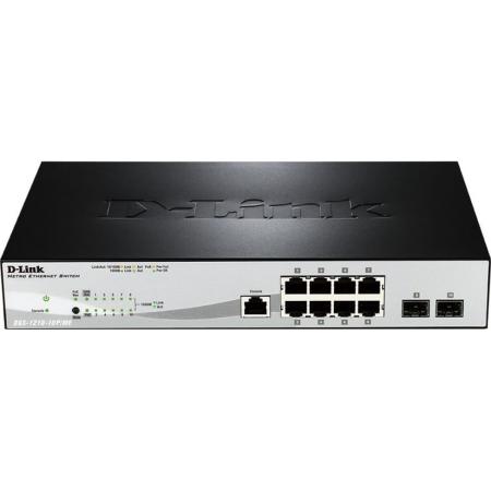 Коммутатор D-Link DGS-1210-10P/ME/A1A Управляемый коммутатор 2 уровня с 8 портами 10/100/1000Base-T и 2 портами 1000Base-X SFP (8 портов с поддержкой