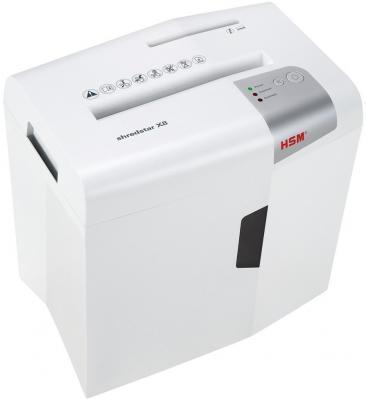 Шредер HSM Shredstar X8-4.5x30 WHITE (DIN P-4 O-1 T-2 E-2 F-1) фрагм.4,5х30мм,9 листов,18 литров,Уничт.скобы,скрепки,пл.карты,CD
