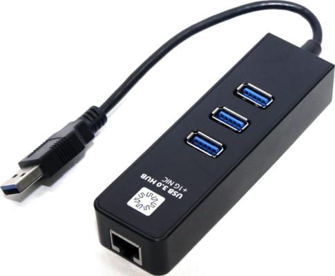 Сетевой адаптер 5bites UA3-45-04BK USB3.0 - 3*USB3.0 / RJ45 10/100/1000 Мбит/с, черный