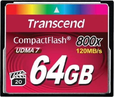 Карта памяти Compact Flash 64GB Transcend Premium, 800x (TS64GCF800)