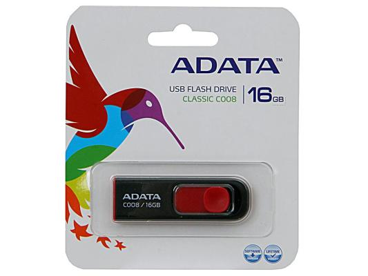 Внешний накопитель 16GB USB Drive ADATA USB 2.0 C008 черно-красная выдвижная AC008-16G-RKD