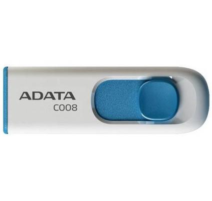 Внешний накопитель 64GB USB Drive ADATA USB 2.0 C008 бело-синяя выдвижная AC008-64G-RWE