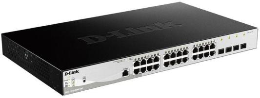 Коммутатор D-Link DGS-1210-28/ME/B1A Управляемый коммутатор 2 уровня с 24 портами 10/100/1000Base-T, 4 портами 1000Base-X SFP, возможностью питания от