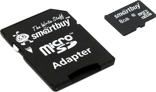 Карта памяти Micro SDHC 8GB Smartbuy Сlass 10 (с адаптером SD)
