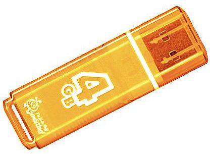 Внешний накопитель 4Gb USB Drive <USB2.0 Smartbuy Glossy series Orange (SB4GBGS-Or)