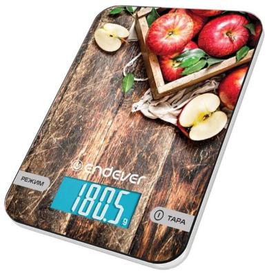 Весы кухонные электронные Endever Chief-507, рисунок Яблоки, вес от 2 г до 5 кг, закаленное стекло, автовыключение