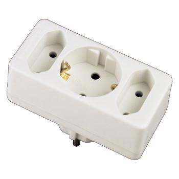 Тройник Hama H-108844 2 евро розетки/1 розетка с заземлением 3500В 230Вт белый