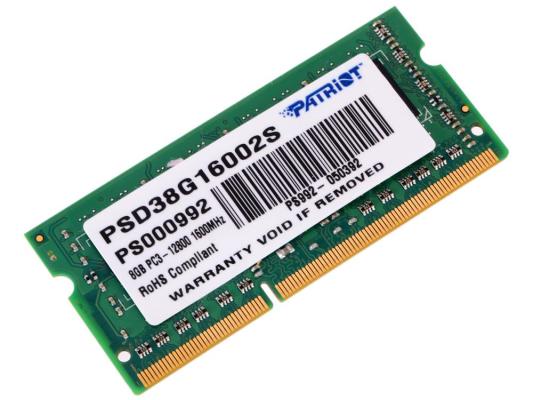 Оперативная память для ноутбука Patriot Signature SO-DIMM 8Gb DDR3 1600 MHz PSD38G16002S