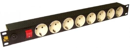 Блок розеток Lanmaster LAN-EP19-8P/S 8 розеток черный