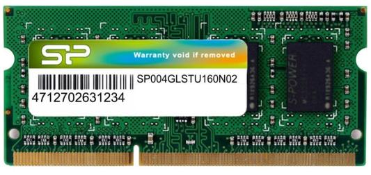 Оперативная память для ноутбуков SO-DDR3 4Gb PC12800 1600MHz Silicon Power SP004GLSTU160N02