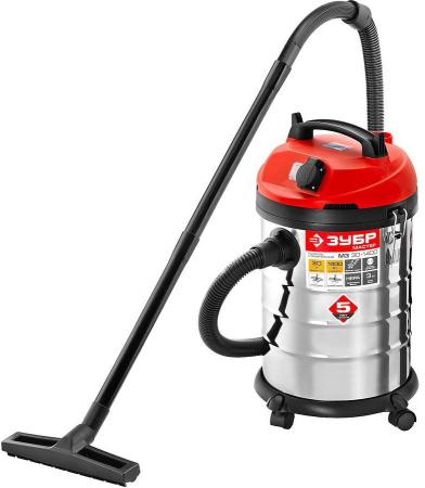 Промышленный пылесос Зубр ПУ-30-1400 М3 сухая влажная уборка красный серебристый
