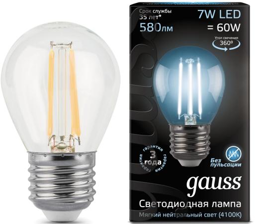 Лампа светодиодная груша Gauss Filament E27 7W 4100K 105802207