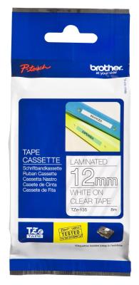 Лента ламинирования Brother TZE-135 12мм белый на прозрачном